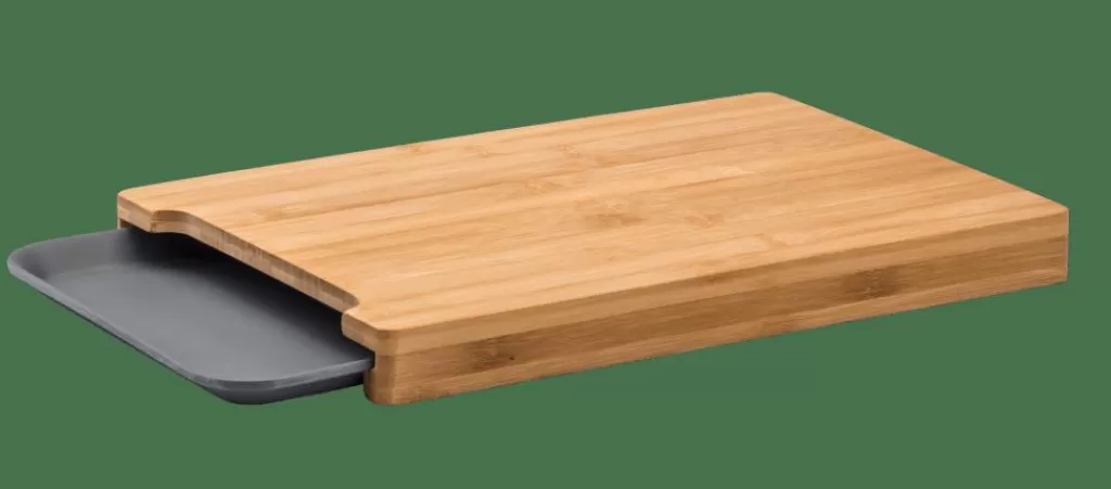 CASA BAMBOO Tabla Para Cortar Con Recipiente Gris, Natural