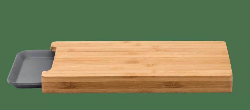 CASA BAMBOO Tabla Para Cortar Con Recipiente Gris, Natural