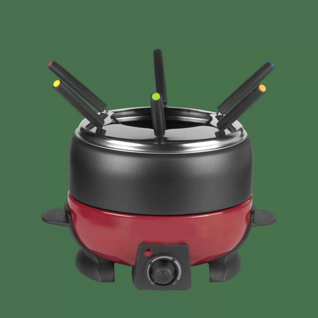 CASA DINNER Juego De Fondue Con 6 Tenedores Negro, Rojo