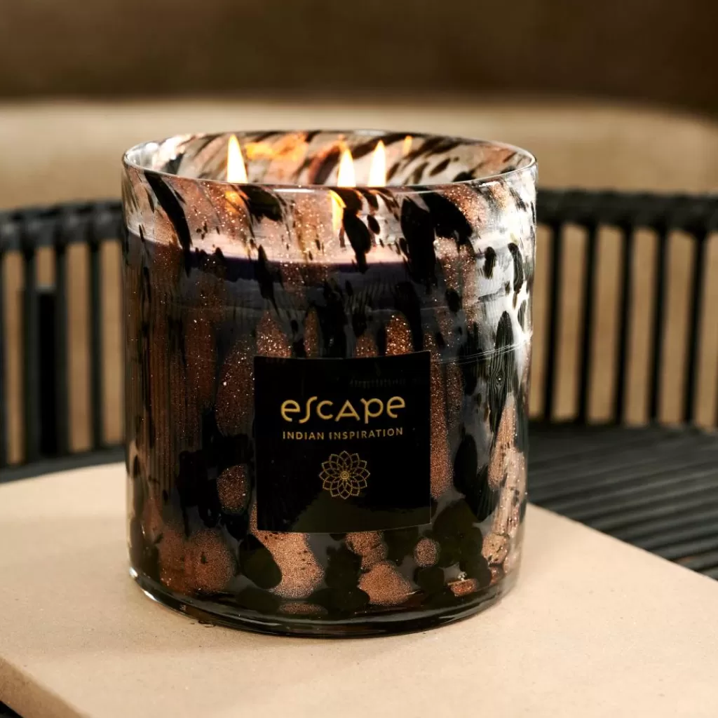 CASA ESCAPE INDIAN INSPIRATION Vela Perfumada En Vaso Negro, Cobrizo, Multicolor