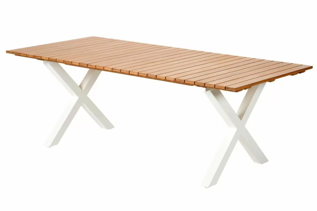 CASA FORMAX Mesa De Jardín Con Patas En X Natural/blanco
