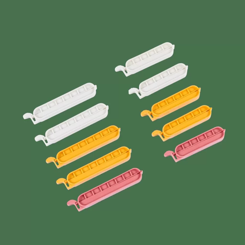 CASA KLIPPER Clips De Cierre Juego De 10 Mezcla De Colores Gris, Amarillo Oscuro, Terracota