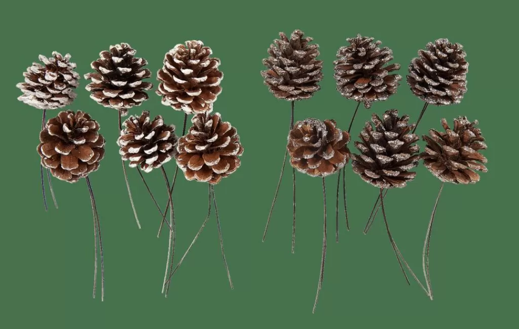CASA PINECONE Piñas Juego De 6 2 Colores Blanco, Plateado