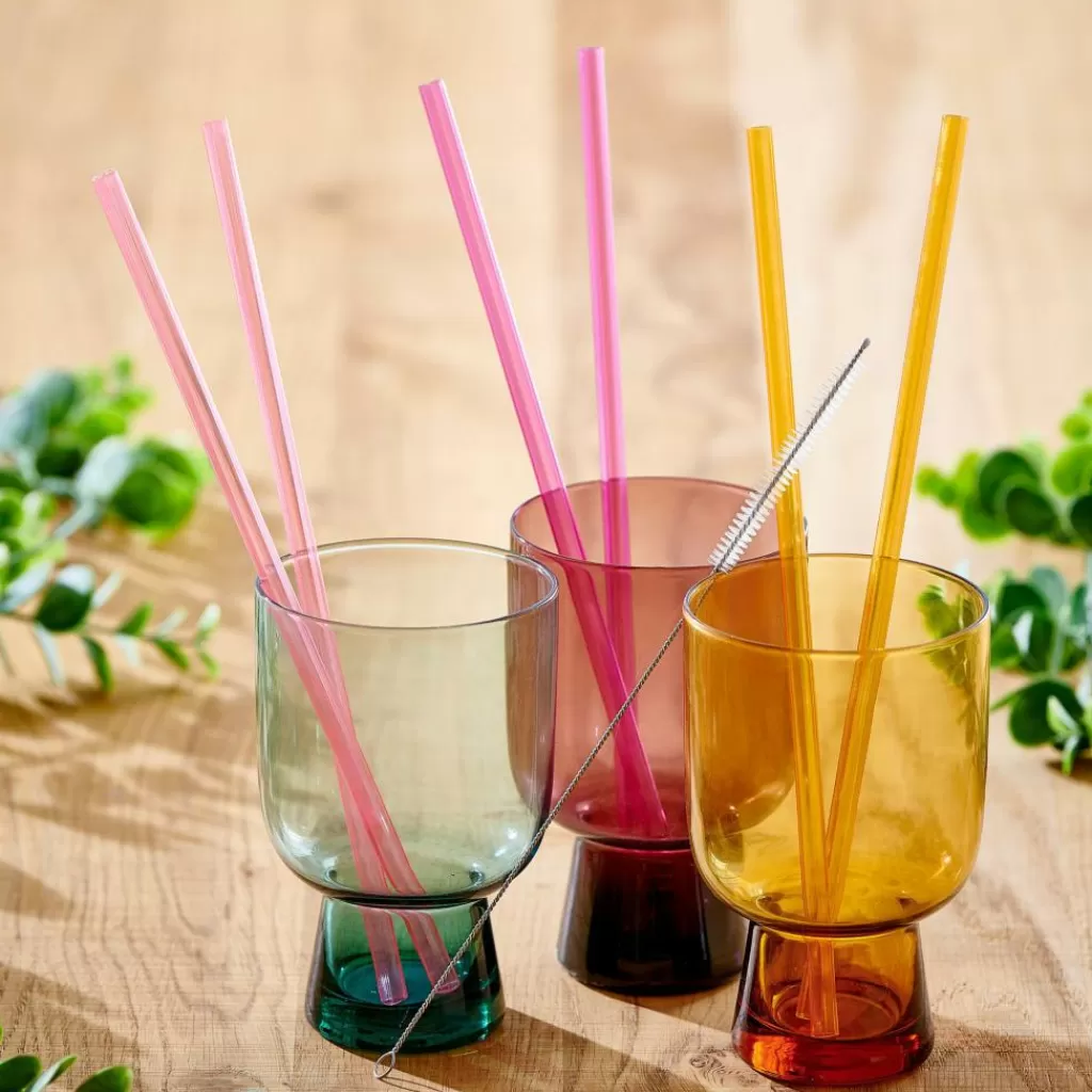 CASA SLURP Pajitas Reutiliz Juego De 6 Mezcla De 3 Colores Naranja, Morado, Rosa