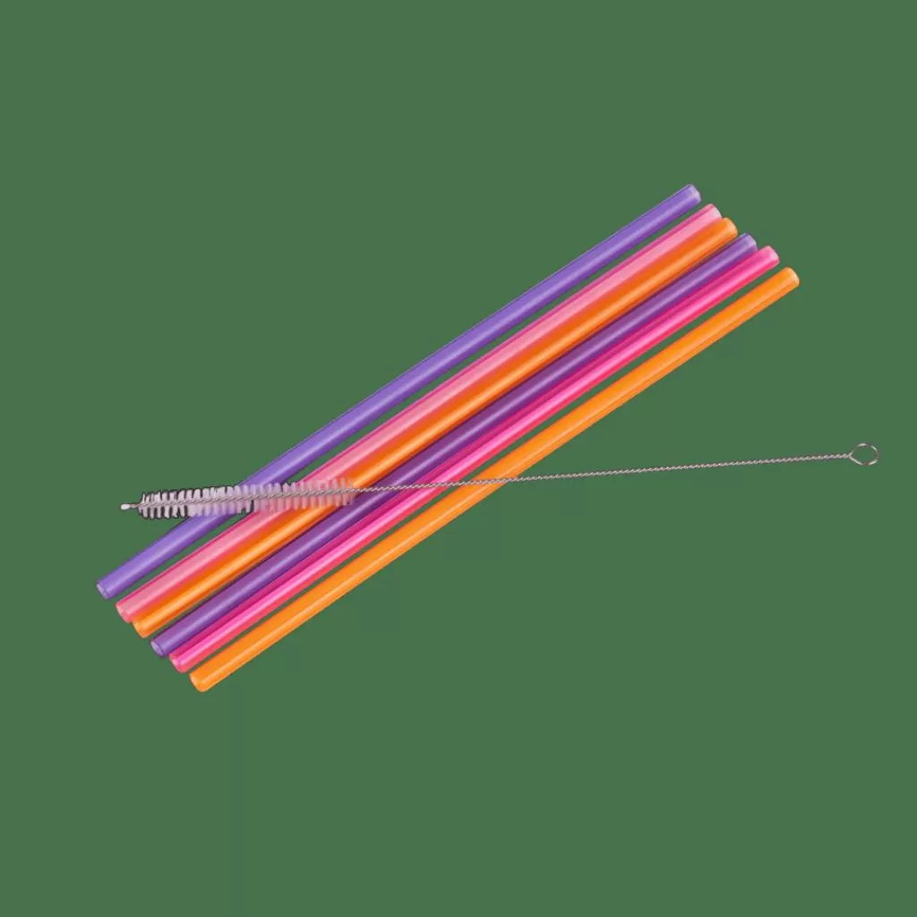 CASA SLURP Pajitas Reutiliz Juego De 6 Mezcla De 3 Colores Naranja, Morado, Rosa