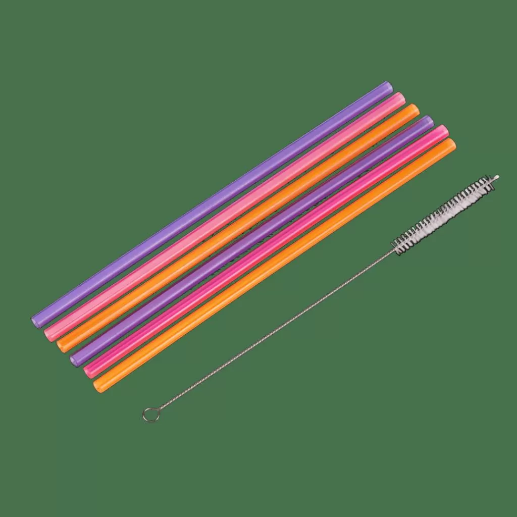 CASA SLURP Pajitas Reutiliz Juego De 6 Mezcla De 3 Colores Naranja, Morado, Rosa