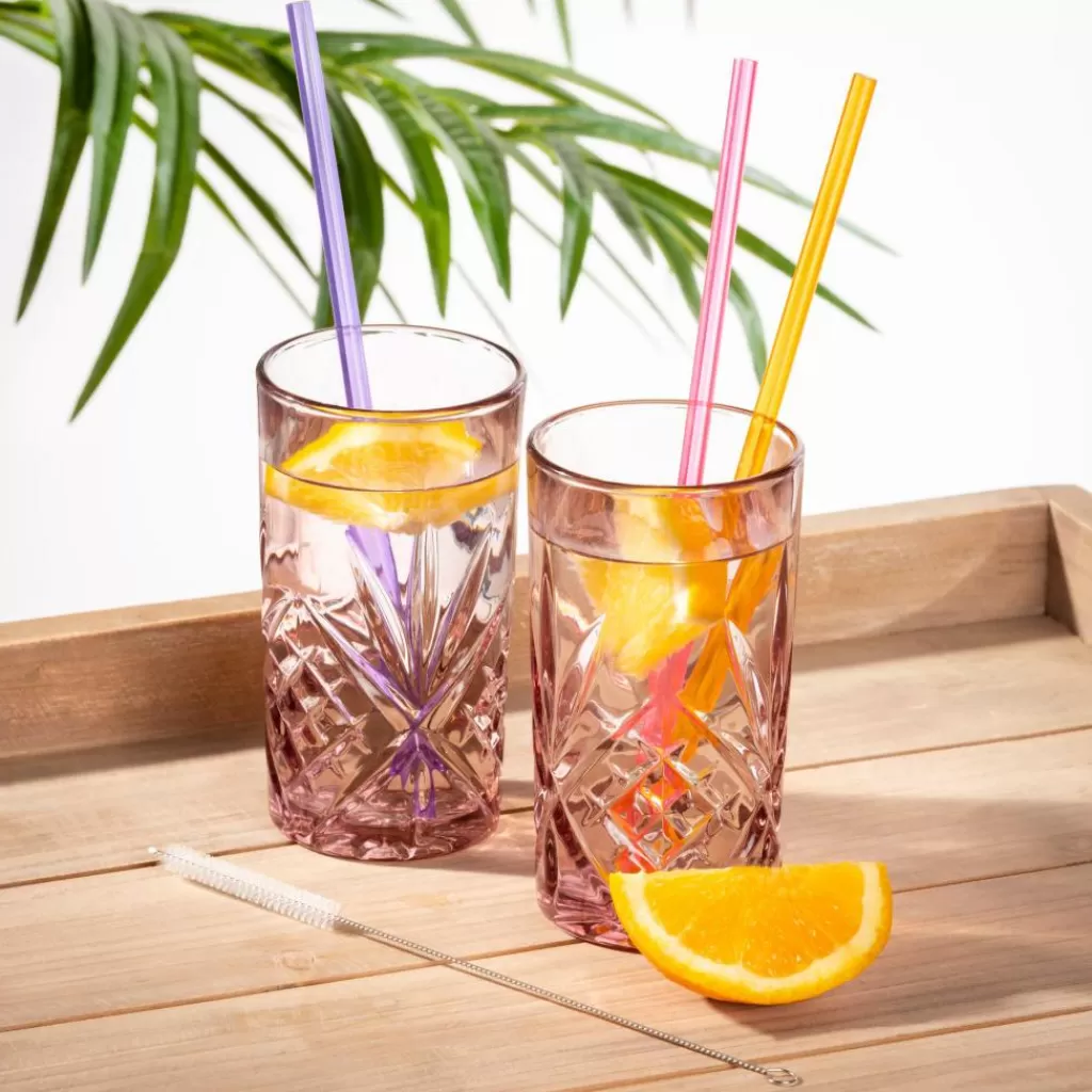 CASA SLURP Pajitas Reutiliz Juego De 6 Mezcla De 3 Colores Naranja, Morado, Rosa