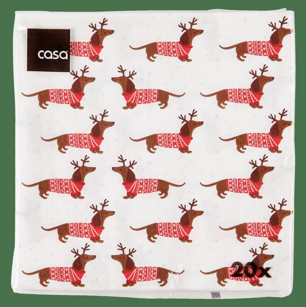 CASA X-MAS DOG Paquete De 20 Servilletas Multicolor