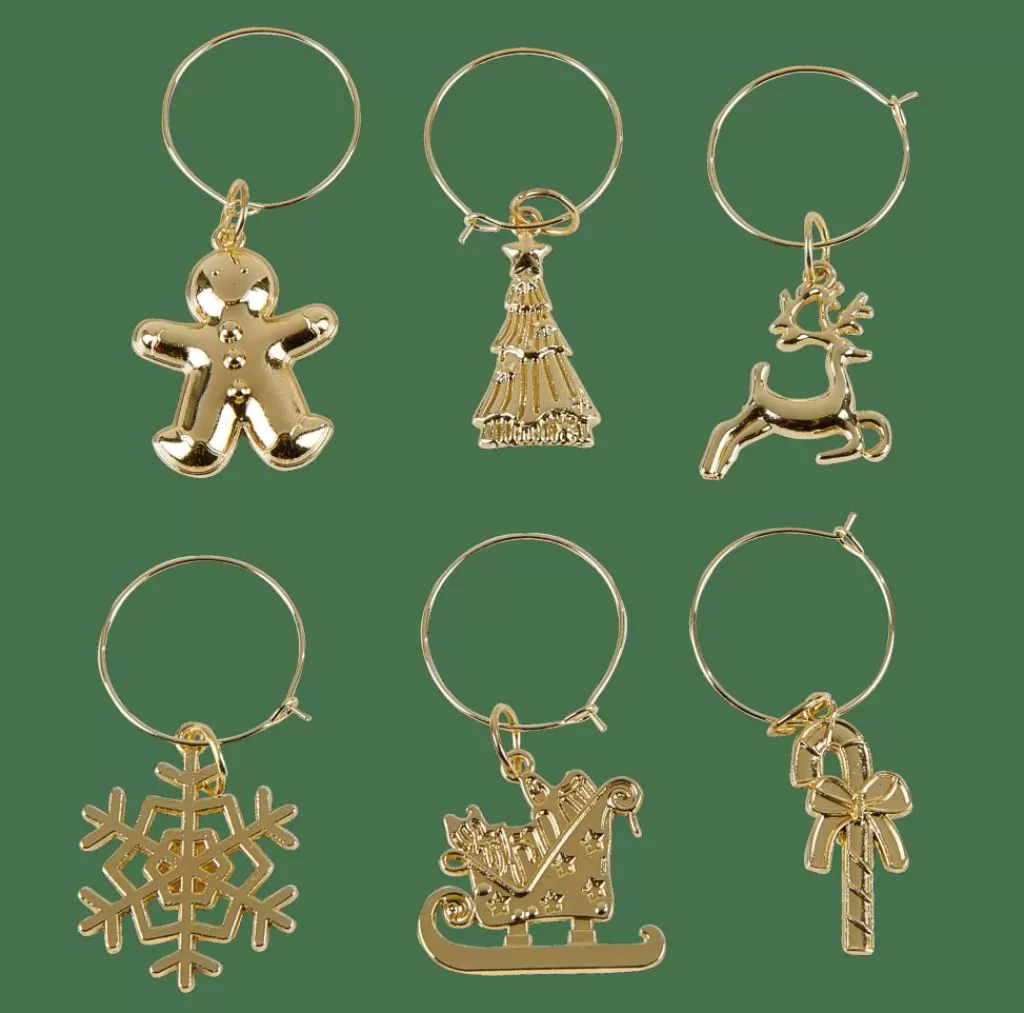 CASA X-MAS GLAM Marcadores Copas Juego De 6 Dorado